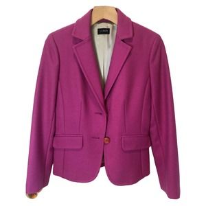 J.Crew Womens Blazer Jacket Pink Buttons Lined Wool Flap Pockets Notch Collar